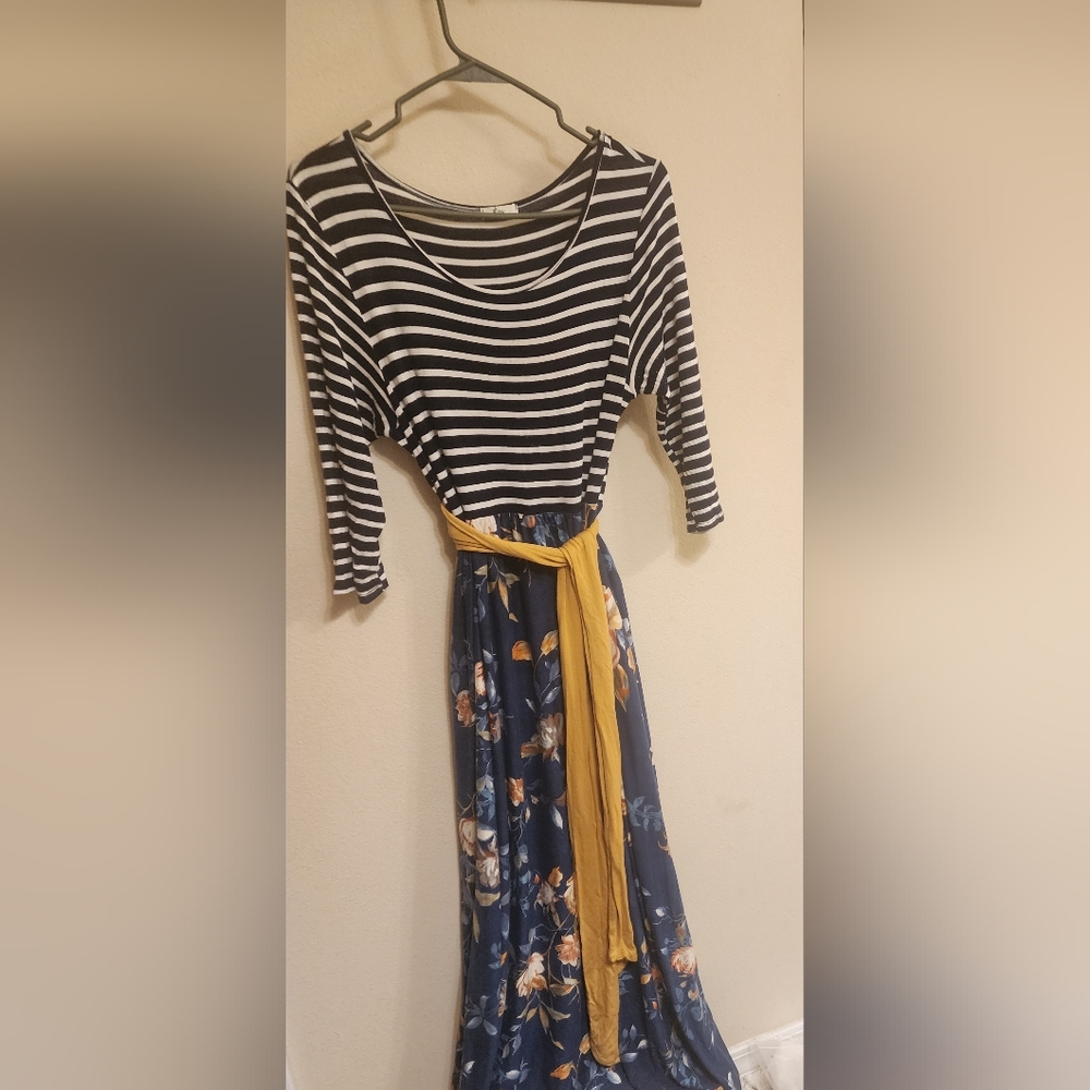 Stripped and Floral Dress